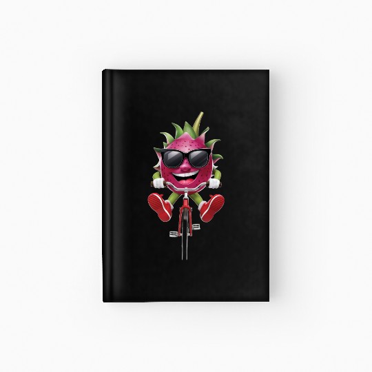 Dragon Fruit Cycling On Bike Realistic Hardcover Journal