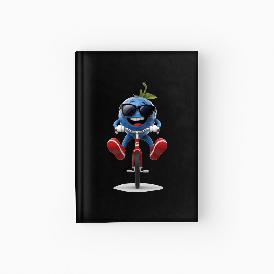 Blueberry Cycling On Bike Realistic Hardcover Journal