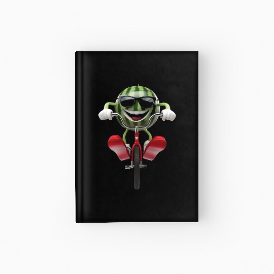 Watermelon Cycling On Bike Realistic Hardcover Journal