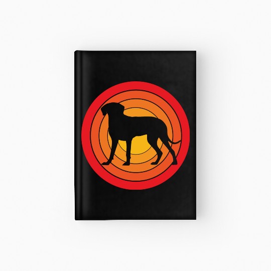 Retro Sunset Weimaraner Dog Silhouette Hardcover Journal
