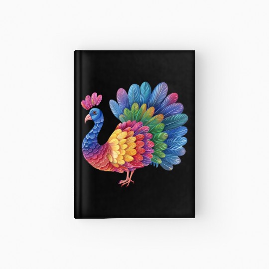 Turkey Rainbow Illustration Farm Animal Farmer Hardcover Journal