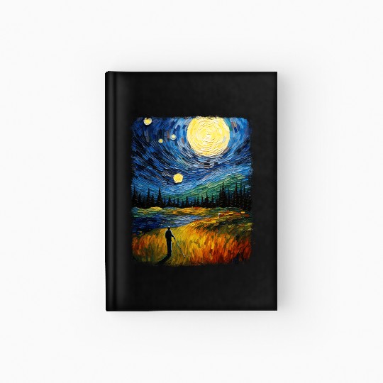Golf Player Golfer Golfing Starry Night Painting Hardcover Journal