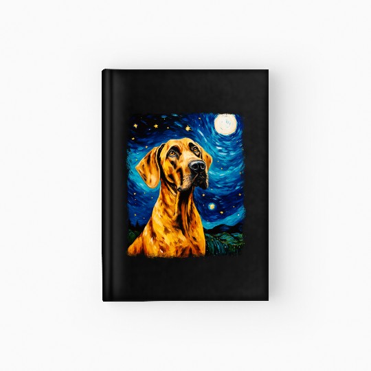 Great Dane Dog Starry Night Painting Hardcover Journal