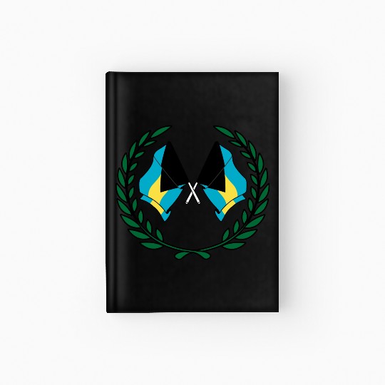 Flags Bahamas in laurel wreath Hardcover Journal