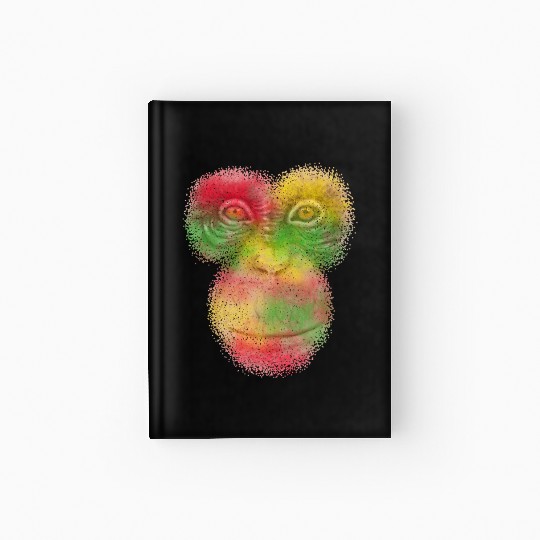 Colorful Retro Monkey Face Hardcover Journal - Funny Monkey