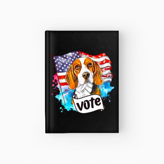 Beagle Dog Vote US Flag Election 2024 Hardcover Journal
