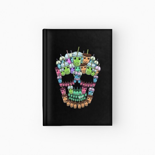 Bubble Tea Skull Hardcover Journal Men Boba Tea