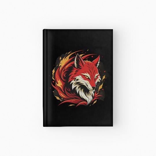 Illustration of a fox's head in red and black. Hardcover Journal