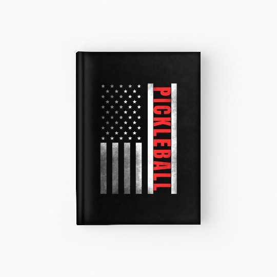 Pickleball Vintage US Flag Proud Pickleball Hardcover Journal