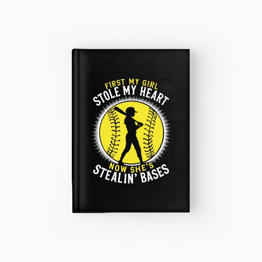 Stole Heart Softball Dad Funny Daddy Father's Day Hardcover Journal