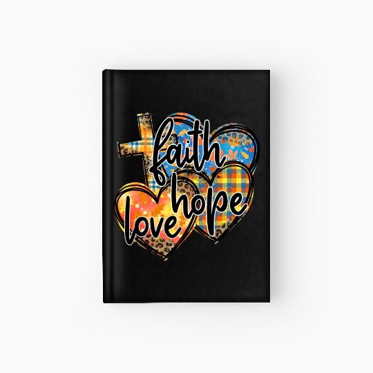 Faith Hope Love Hearts Cross Religion Hardcover Journal