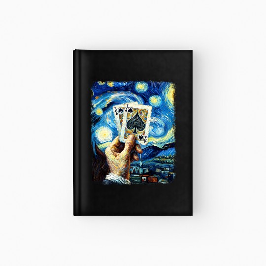 Blackjack Gambling Cards Starry Night Painting Hardcover Journal