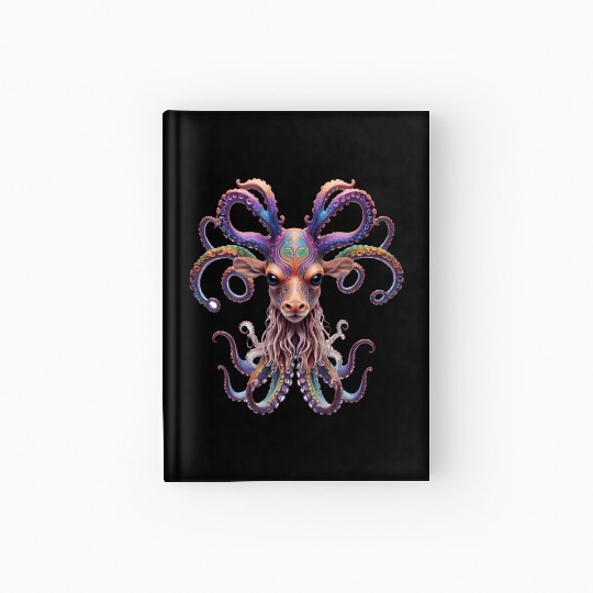 Psychedelic goa deer octopus Hardcover Journal