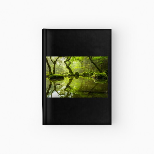 Enchanted Forest Reflections in Tranquil Pond Hardcover Journal