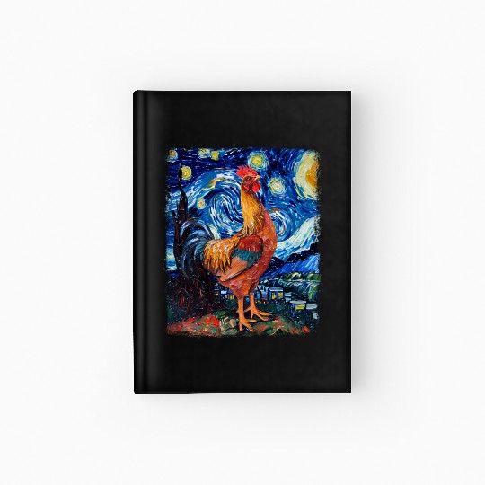 Chicken Farm Farmer Farming Starry Night Painting Hardcover Journal