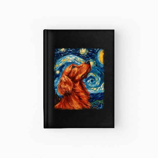 Irish Setter Dog Starry Night Painting Hardcover Journal