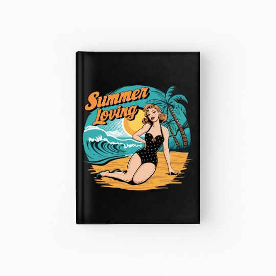 Retro Summer Loving Beach Vibes for a Beach Lover Hardcover Journal