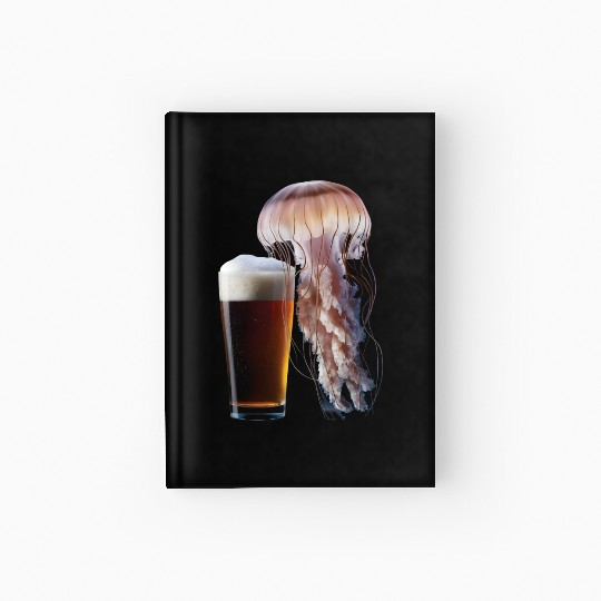 Jellyfish Drinking Beer Realistic Hardcover Journal