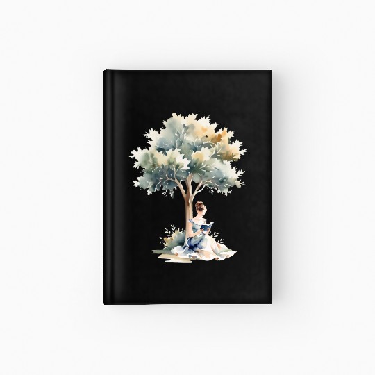 Serene Summer Reading Watercolor Bookworm Girl Hardcover Journal