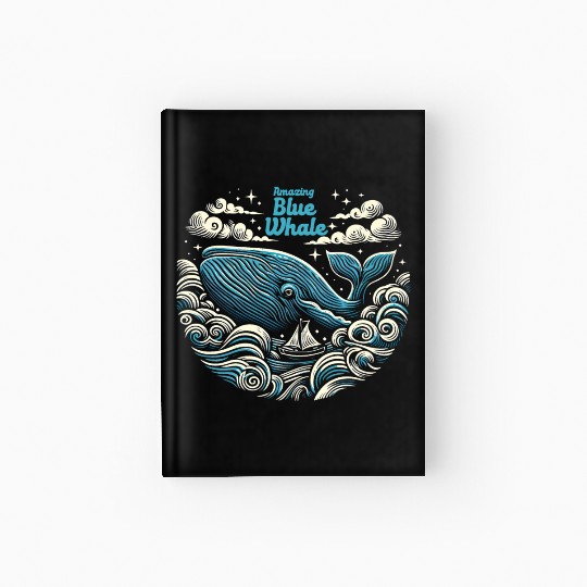 Amazing Blue Whale Hardcover Journal