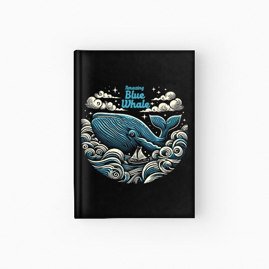 Amazing Blue Whale Hardcover Journal