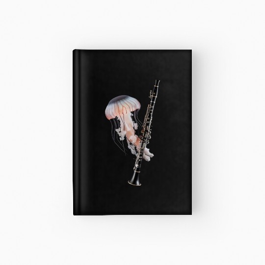 Jellyfish Playing Clarinet Realistic Hardcover Journal