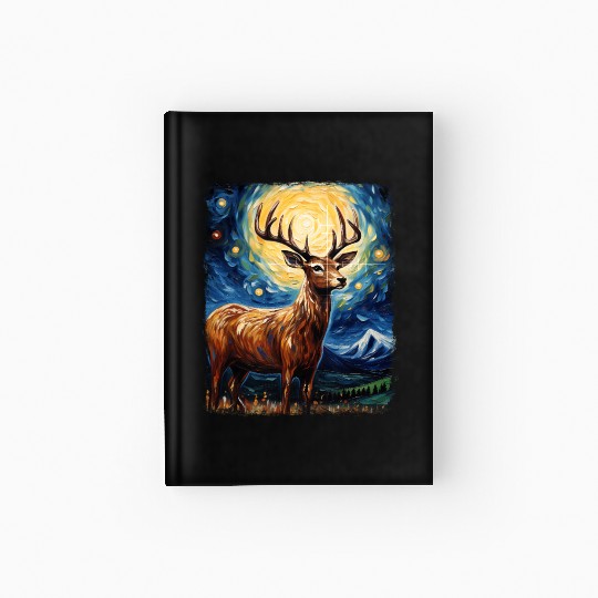 Deer Hunter Deer Hunting Starry Night Painting Hardcover Journal