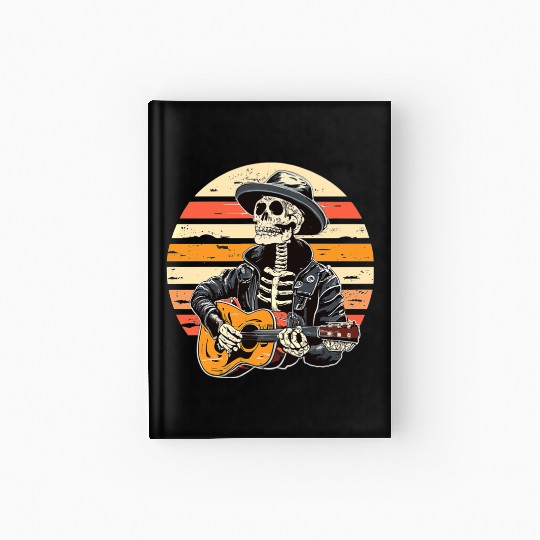 Halloween Skeleton Playing Guitar Rock And Roll Hardcover Journal