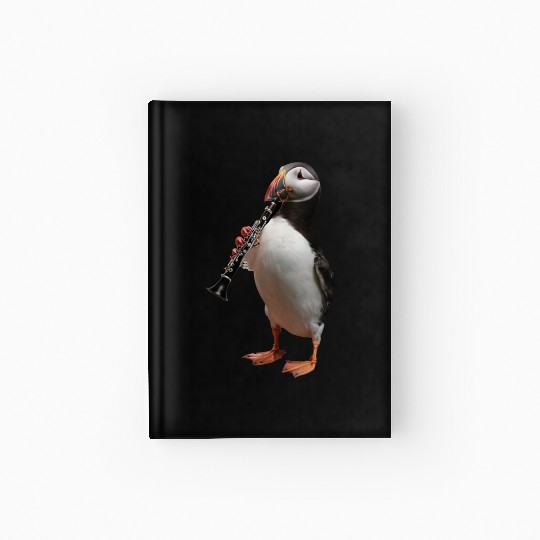 Atlantic Puffin Playing Clarinet Realistic Hardcover Journal