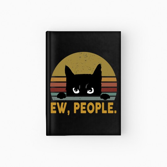 Ew People Black Cat Vintage Retro Hardcover Journal