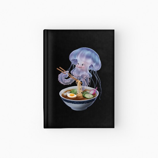 Jellyfish Eating Ramen Realistic Hardcover Journal