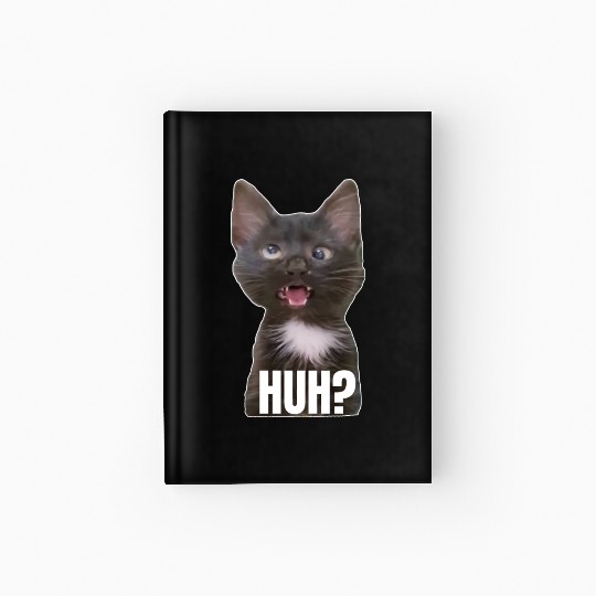 Funny Cross Eyed Cat Meme Huh Funny Cat Hardcover Journal