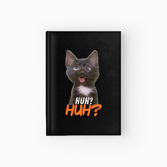 Funny Cross Eyed Cat Meme Huh Funny Cat Hardcover Journal