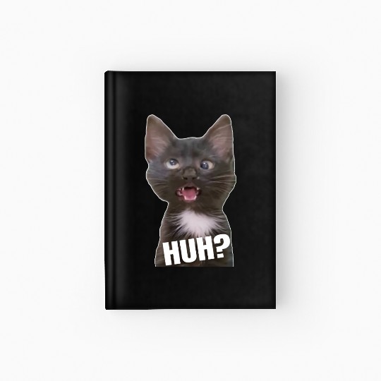 Funny Cross Eyed Cat Meme Huh Funny Cat Hardcover Journal