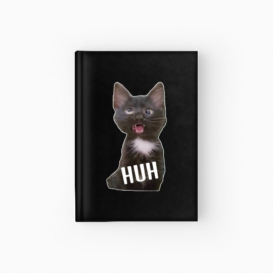 Funny Cross Eyed Cat Meme Huh Funny Cat Hardcover Journal