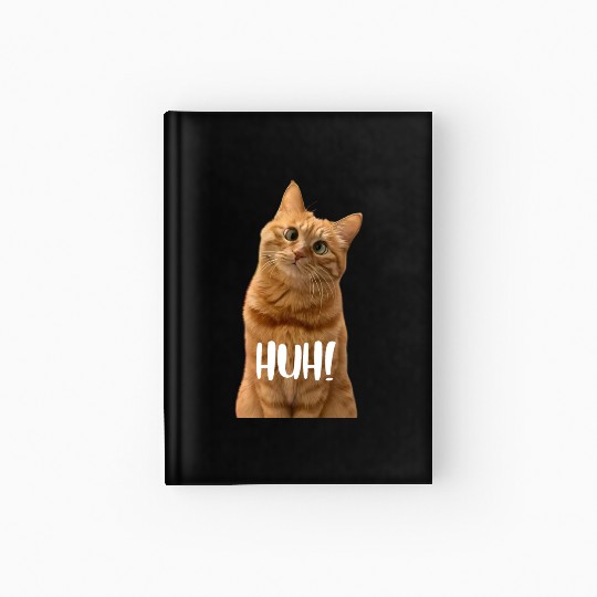 Funny Cross-Eyed Cat Meme Huh Funny Cat Hardcover Journal