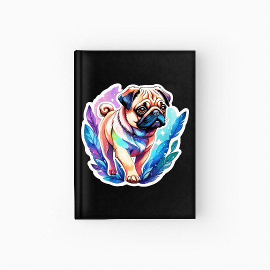 Pug Watercolor Hardcover Journal
