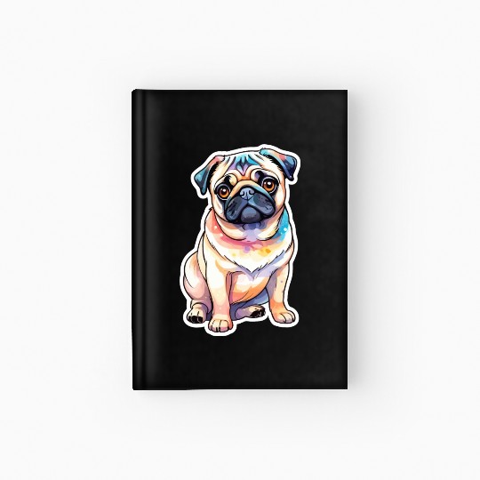 Pug Watercolor Hardcover Journal