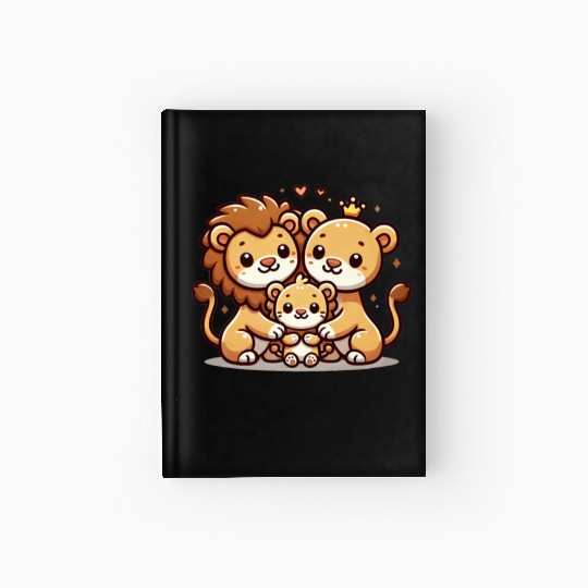 Lion Family Mother And Father With One Child Hardcover Journal