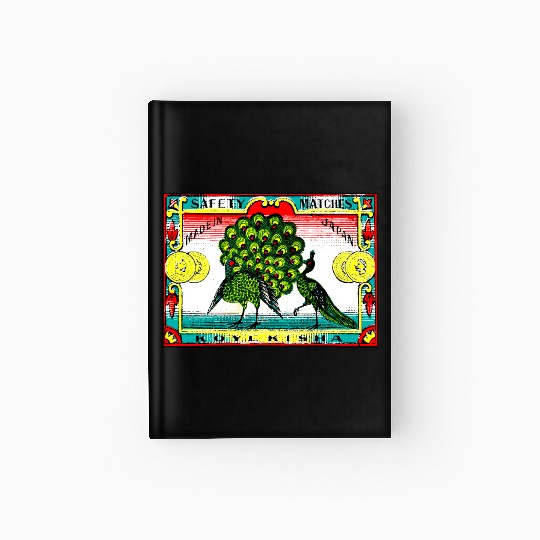 Japanese Safety Matches Matchbox Art Peacocks Hardcover Journal