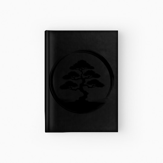 Japanese Garden Art Bonsai Tree Circle Hardcover Journal