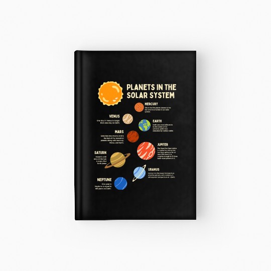 Colorful Solar System Planets Space Science Hardcover Journal