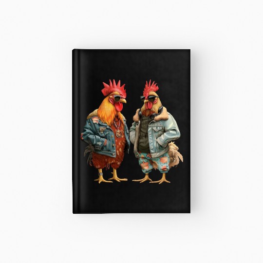 Chickens in chic streetwear attire Hardcover Journal