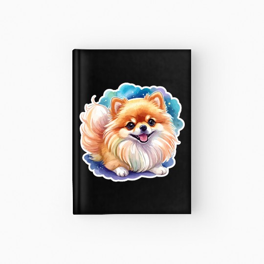 Pomeranian Watercolor Hardcover Journal
