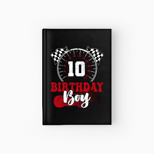 Race Car 10th Birthday Boy Party Pit Crew Hardcover Journal
