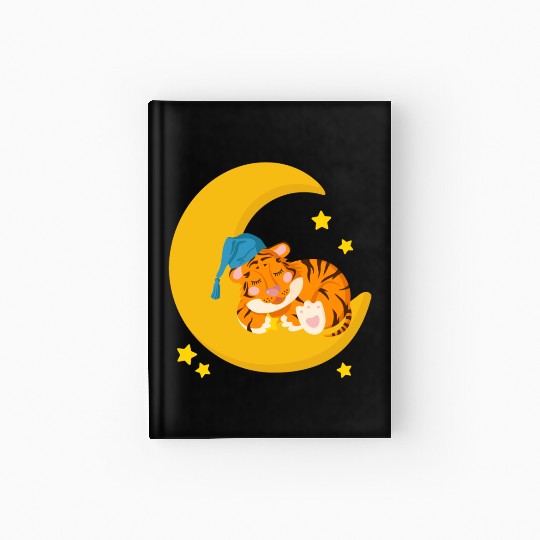 CAT SLEEPING ON MOON Hardcover Journal