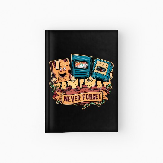 Never Forget Mens Cassette Tape VHS Gamer Old Scho Hardcover Journal