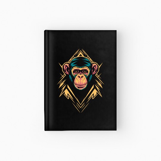 Vibrant Geometric Monkey Art with Neon Colors Hardcover Journal
