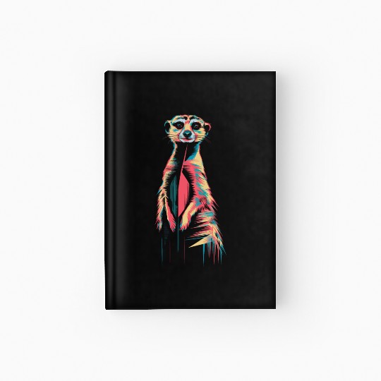 Vibrant Meerkat Illustration Neon Colors Hardcover Journal