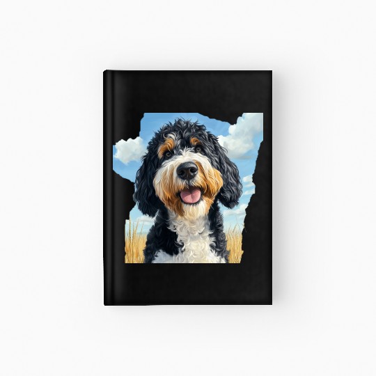Bernedoodle Field Nature Bernedoodle Watercolor Hardcover Journal